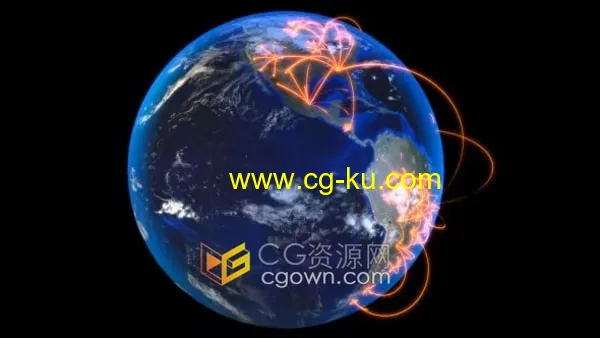 3D全球网络连接通信线条地球动画视频素材带通道的图片1