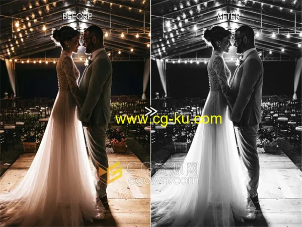 8个华丽彩色LUT和两个高级感黑白色用途广泛适用婚礼调色等的图片1