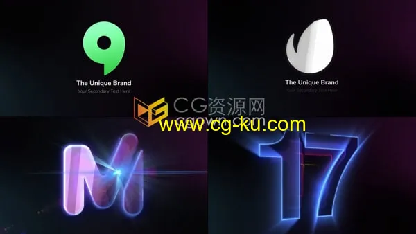 4K现代公司企业LOGO光泽反射简约灯光标志动画AE模板的图片1