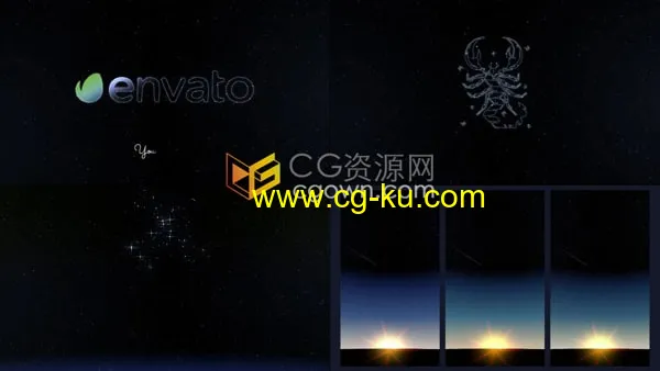 PR模板-日落和满天星辰空间背景星座揭示标志动画Space Logo Reveal的图片1