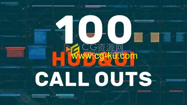 PR模板-100个HUD UI Call Outs科技字幕呼出指示线注释标题动画的图片1