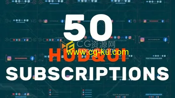 PR模板-50 HUD UI Subscriptions全息技术标题科技字幕的图片1