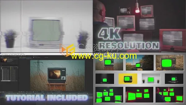 80年代怀旧风格复古老式电视模型视频显示器动画展示AE模板的图片1