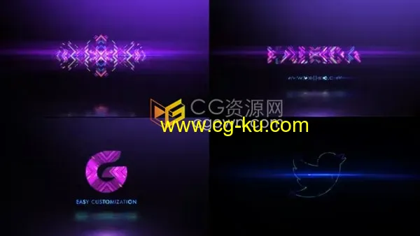 AE模板-霓虹灯万花筒效果标志动画Neon Kaleida Logo Reveal的图片1