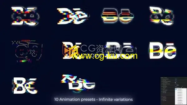 AE模板-10种故障标志动画设计抖音LOGO片头效果Minimal Glitch Logo的图片1