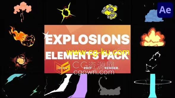 AE模板-Anime Explosion Elements彩色卡通爆炸动漫爆炸元素的图片1