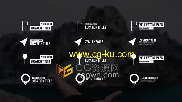 AE模板-定位位置标记图标地点标注4K标题动画Location Titles的图片1