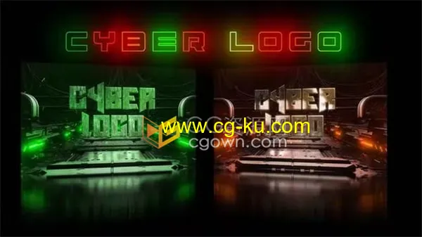 AE模板-Cyber Logo赛博朋克金属发光快速游戏科技数码网络标志片头的图片1