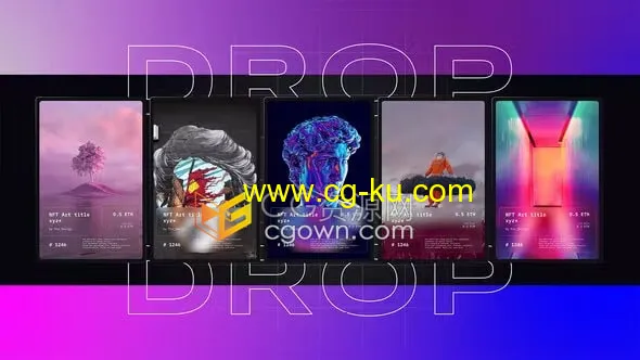 AE模板-创意动画社交媒体宣传数字艺术视频片头NFT Drop Promo的图片1