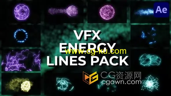 AE模板-VFX发光粒子多彩能量线元素制作视频电影音乐剪辑背景标题特效的图片1