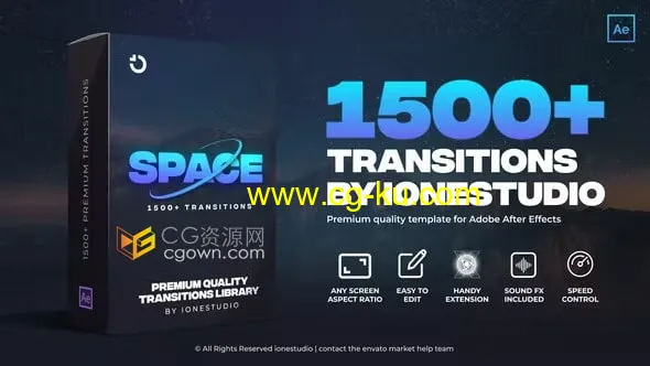 1500+ Transitions视频转场过渡效果动画AE模板脚本预设包的图片1