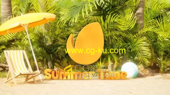 AE模板-热情夏季3D明亮标志文本动画Summer Logo的图片1