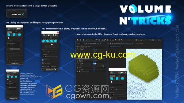 Volume n’ Tricks v1.0.5 AE脚本等距立体投影伪3D效果的图片1