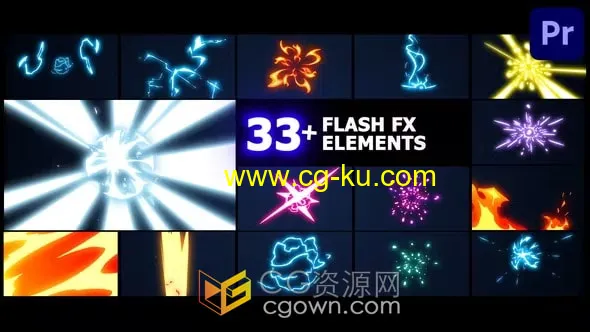 Flash FX 33+卡通元素能量爆炸火焰闪光效果视频PR模板的图片1