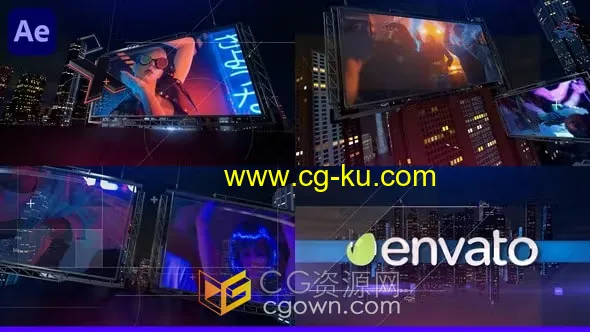 3D夜间城市CG场景效果动画宣传视频片头AE模板的图片1