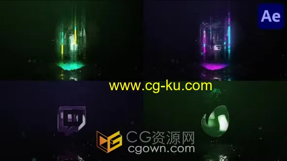 数字故障VFX发光LOGO特效动画视频片头AE模板的图片1