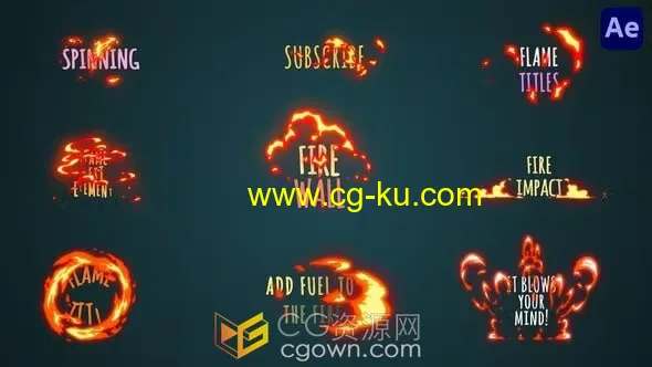 9组卡通火焰特效视频字幕文字标题动画AE模板的图片1