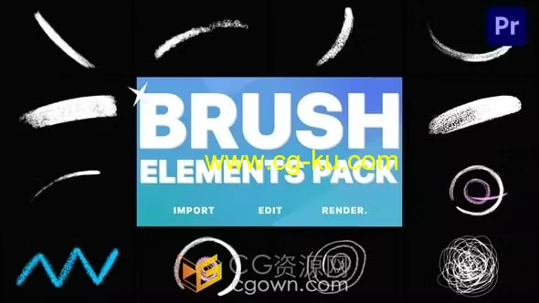 Brush Elements 9组卡通涂鸦笔刷线条绘画划痕元素动画PR模板的图片1