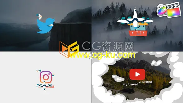 Travel Logo FCPX插件2组卡通MG动画图形视频片头制作的图片1