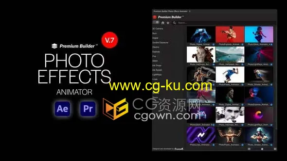 生成人物照片动态特效海报动画效果AE与PR脚本Photo Effects V.7的图片1