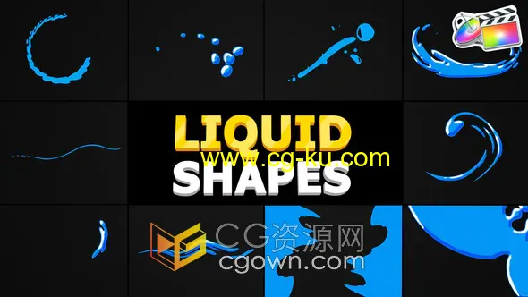 Liquid Shapes FCPX插件手绘液体水波浪飞溅叠加元素的图片1