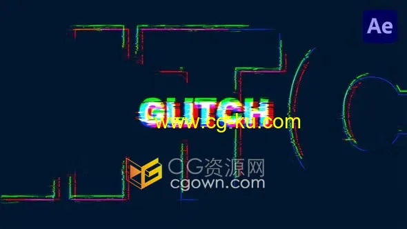 时尚动感创意故障文本介绍Glitch Text Intro制作AE标题文字动画模板的图片1