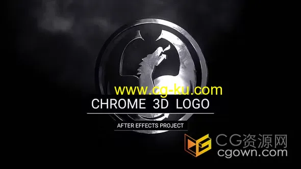 黑暗背景烟雾效果镀铬金属3D标志动画-AE模板的图片1