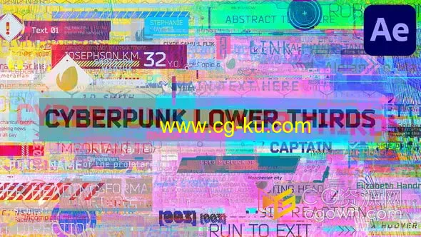 87个赛博朋克风高科技元素标题Cyberpunk Lower Thirds-AE模板的图片1