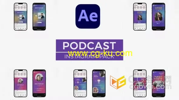 时尚音乐播客可视化竖屏海报Podcast Instagram Pack-AE模板的图片1