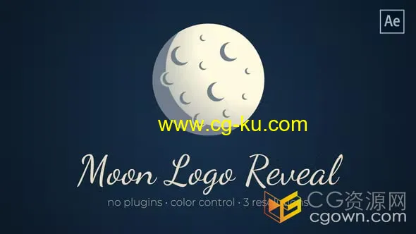 3D宇宙空间月球场景卡通天体标志月亮LOGO动画-AE模板的图片1