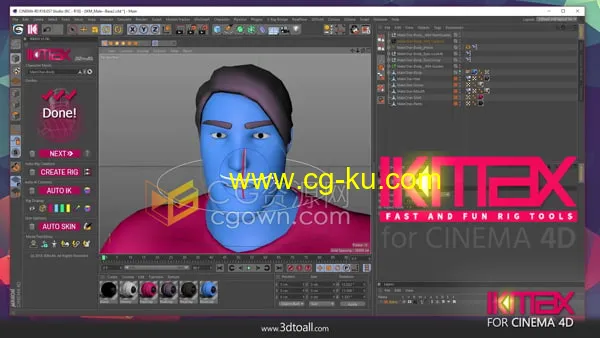 C4D插件3DtoAll IKMAX v2.3角色模型快速绑定工具的图片1