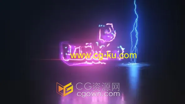 闪烁扭曲闪电能量故障标志Electric Energy Logo Intro-AE模板的图片1