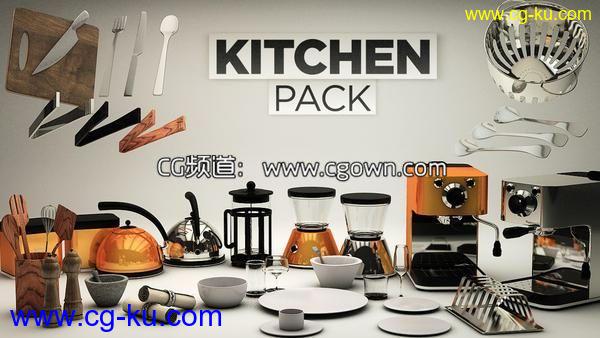 C4D预设厨房工具模型包The Pixel Lab – Kitchen Pack【国内首发】的图片1