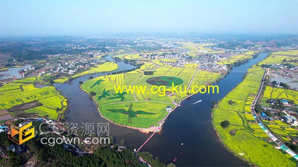 航拍震撼重庆潼南油菜花花海风景实拍视频素材的图片1