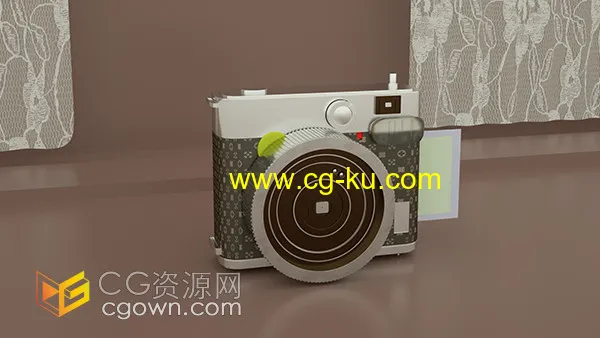 复古北欧拍立得品牌相机C4D三维产品模型的图片1