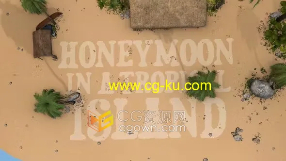 3D热带岛屿沙滩场景旅行度假婚礼蜜月照片相册-AE视频模板的图片1