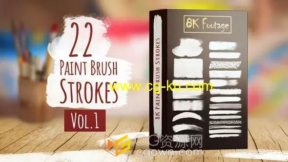 8K分辨率油漆哑光笔刷动画描边22组效果Paint Brush Strokes的图片1