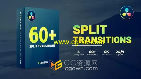 Split Transitions DR达芬奇模板60种预设 画面分割拆分视频转场的图片1