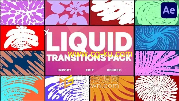 AE转场模板-酷炫多彩液体过渡元素Liquid Transitions免费下载的图片1