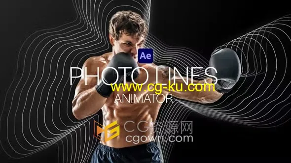 AE模板-PhotoLines Animator 3D照片视觉特效动画肖像轮廓线条涟漪效果的图片1