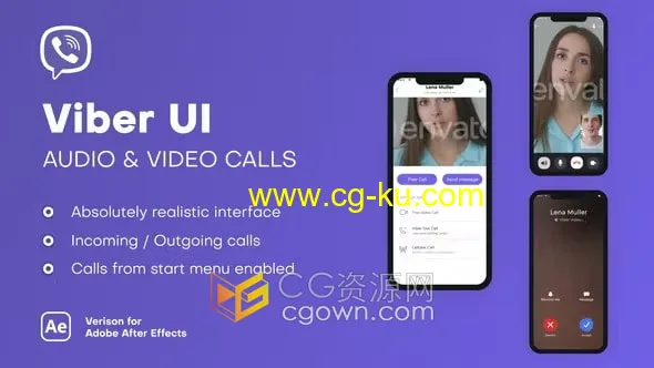 Viber UI 逼真用户界面语音和视频通话-AE模板的图片1