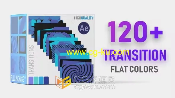 AE模板-超过120种平面动画风格彩色现代图形过渡Flat Color Transition Pack HD的图片1