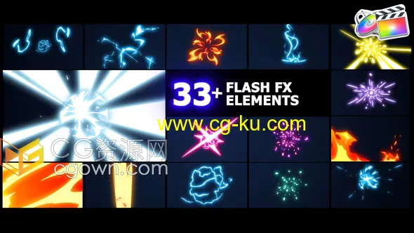 FCPX插件53组卡通能量爆发特效闪光火焰动画的图片1