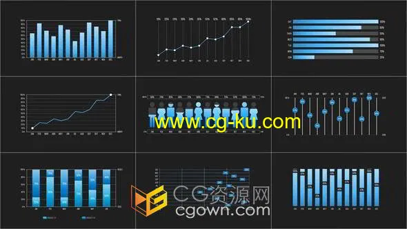 商务企业集团数据分析经典科技信息图表AE模板的图片1