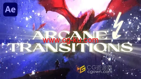 Arcane Transitions AE模板故障效果划痕过渡视频转场动画的图片1