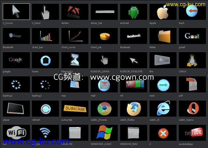 E3D互联网元素模型包Web Models Pack for Element 3D的图片1