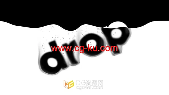 AE标志模板-品牌LOGO文字掉落水中气泡上升波浪动画片头的图片1