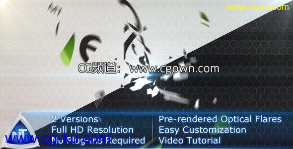 标志三维碎片效果Videohive 3D Transforming Logo AE模板的图片1