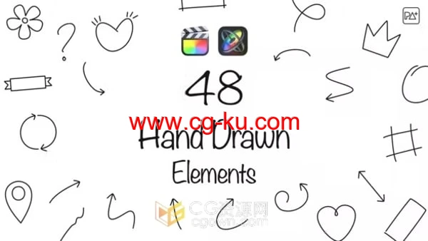 Hand Drawn Elements FCPX插件48种手绘线条元素的图片1