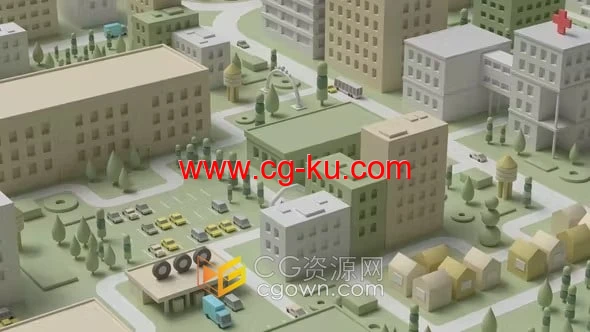 飞过卡通3D城市场景视频片头动画-PR模板下载的图片1